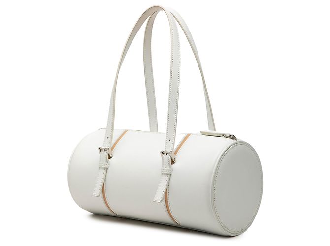 Borsa a tracolla a baril in pelle bianca Burberry Bianco - vista 2