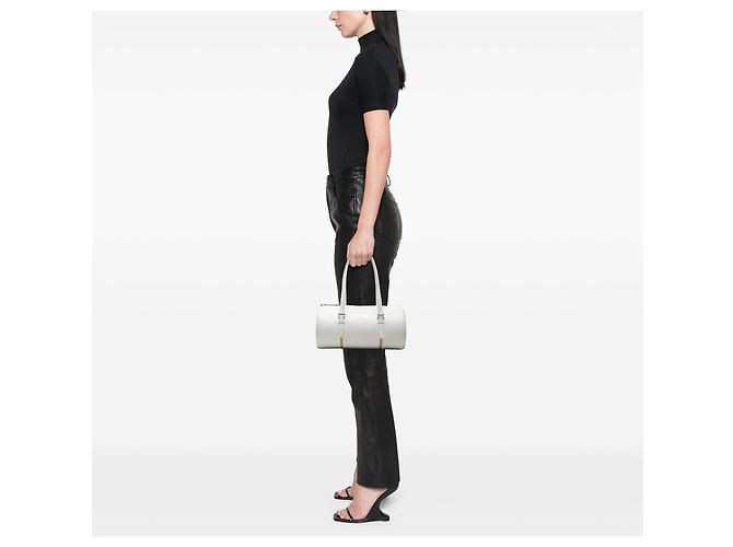 Borsa a tracolla a baril in pelle bianca Burberry Bianco - vista 6