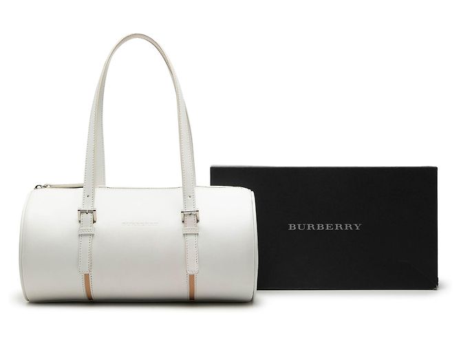 Borsa a tracolla a baril in pelle bianca Burberry Bianco - vista 7