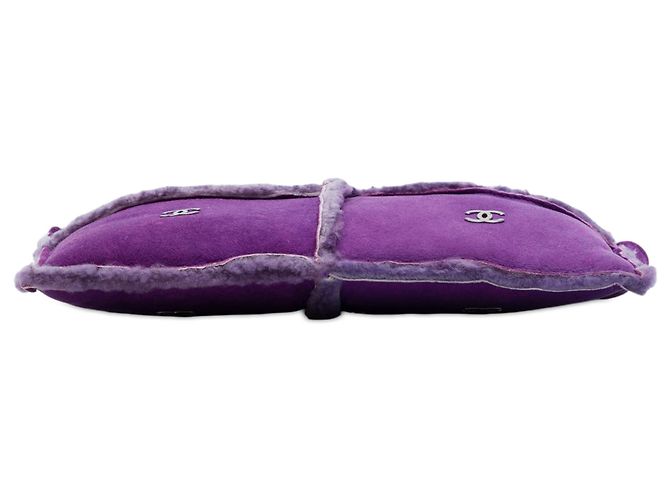 Clutch Chanel Purple CC in scamosciato e shearling Porpora Viola scuro - vista 3