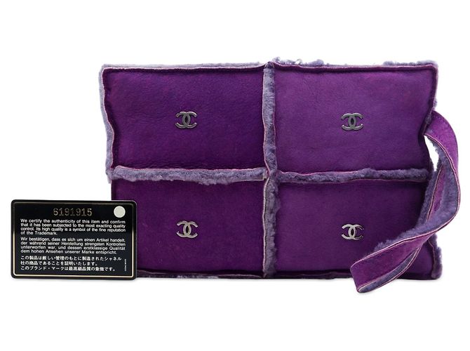 Clutch Chanel Purple CC in scamosciato e shearling Porpora Viola scuro - vista 7