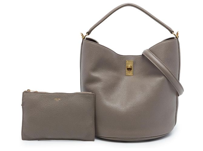 Céline Celine Bucket 16 em couro de bezerro de grão macio marrom Taupe - vista 6