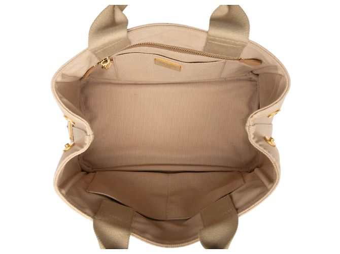 Prada Beige Small Canvas Canapa Logo Tote - Ansicht 4