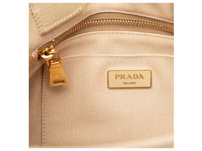 Prada Beige Small Canvas Canapa Logo Tote - Ansicht 5