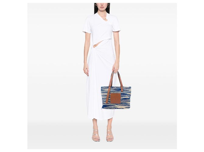 Borsa Tote LOEWE Blue Large Raffia Anagram - view 6