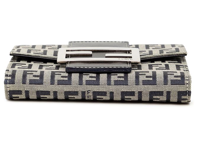 Fendi Trifold-Geldbörse aus grauem Zucchino-Canvas Braun - Ansicht 3
