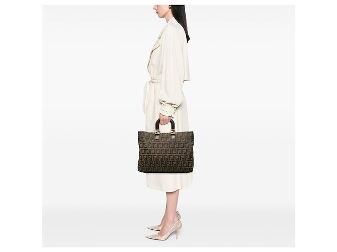 Fendi Twins Tote aus Zucca-Canvas braun Large - Ansicht 6
