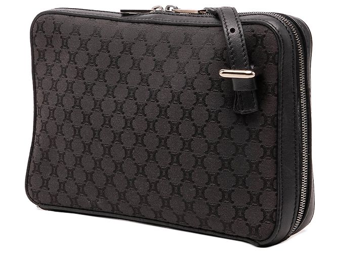 Céline Borsa a tracolla Celine in tela Macadam con bordi in pelle nera Nero - vista 2