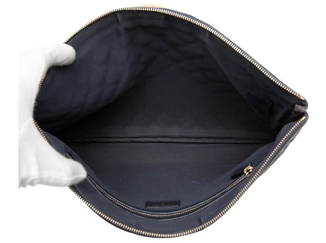 Chanel Blue Large Quilted Caviar Boy O Case Clutch Blau Marineblau - Ansicht 4