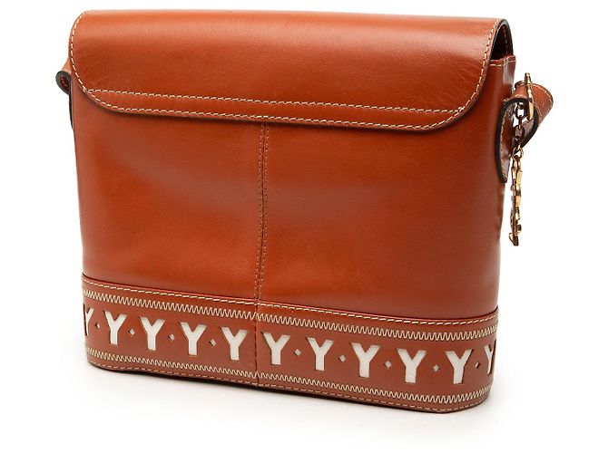 Borsa a tracolla Saint Laurent in pelle di vitello marrone Y Cut Out - vista 2