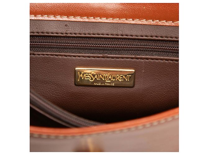 Borsa a tracolla Saint Laurent in pelle di vitello marrone Y Cut Out - vista 5