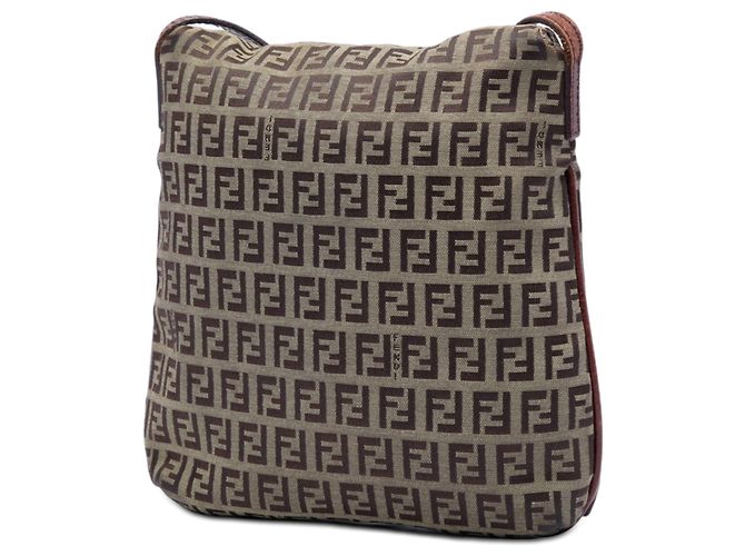 Fendi Marrone Zucchino Canvas Crossbody Marrone chiaro - vista 2