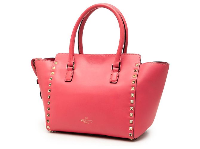 Borsa Valentino Pink Small Leather Rockstud Trapeze Rosa - vista 2