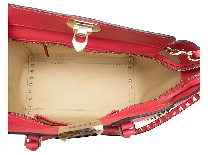 Borsa Valentino Pink Small Leather Rockstud Trapeze Rosa - vista 4