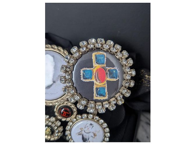 Spilla Chanel Spring Runway 2008 di Karl Lagerfeld Nero Bianco Rosso Blu D'oro Gold hardware - vista 13
