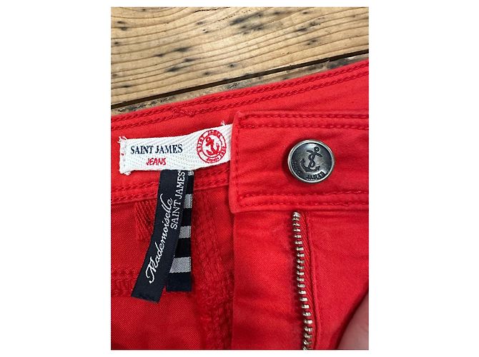 Saint James Falda recta roja en algodón elástico - vista 3