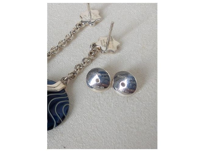 Set di gioielli Montblanc in argento sterling e resina blu con stella - vista 3