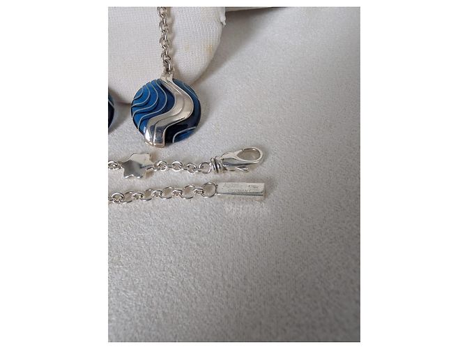 Set di gioielli Montblanc in argento sterling e resina blu con stella - vista 8