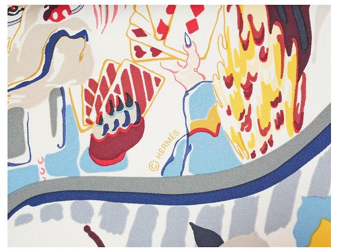 Hermès Sciarpa Hermes Emile et Une Nuit 90 cm seta crema beige Carre night animal 35" AUC57717_0702 - vista 10