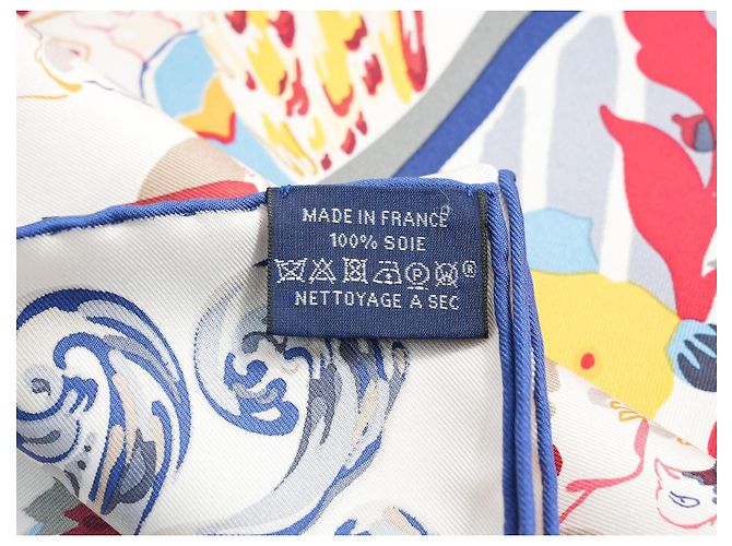 Hermès Sciarpa Hermes Emile et Une Nuit 90 cm seta crema beige Carre night animal 35" AUC57717_0702 - vista 19