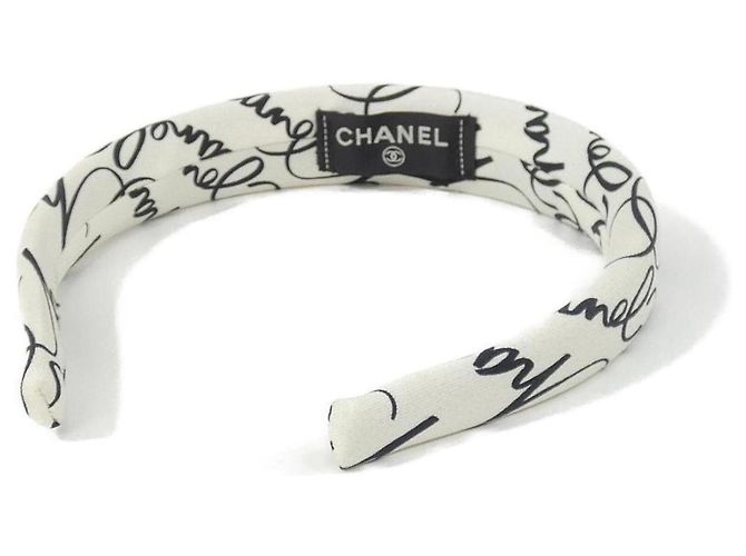 Cerchietto in seta Chanel AA9914 Nero Bianco - vista 2