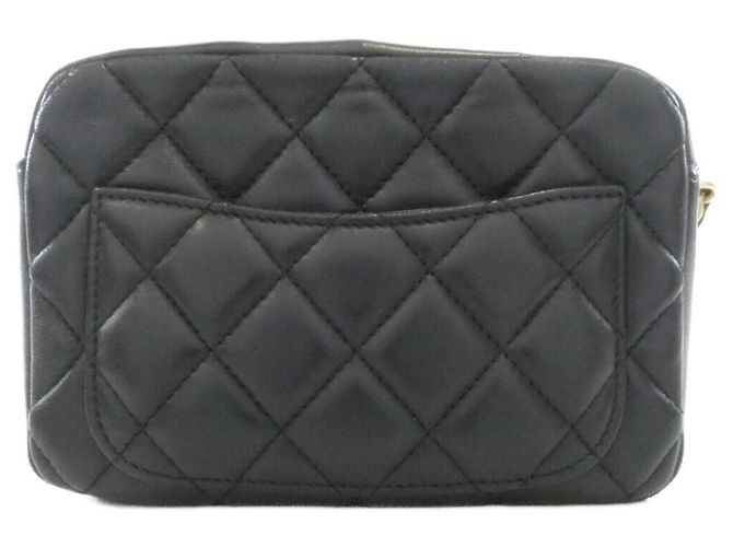Borsa a tracolla Chanel in agnello nero - vista 2