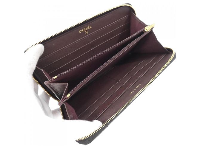 Chanel Timeless Classic Line Long Wallet Schwarz Bordeaux - Ansicht 9