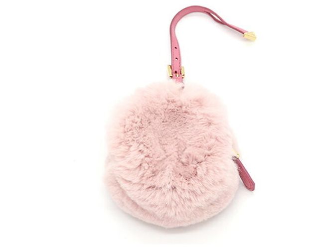 Porte-clés en fourrure à fleurs Prada Rose Blanc - vue 2