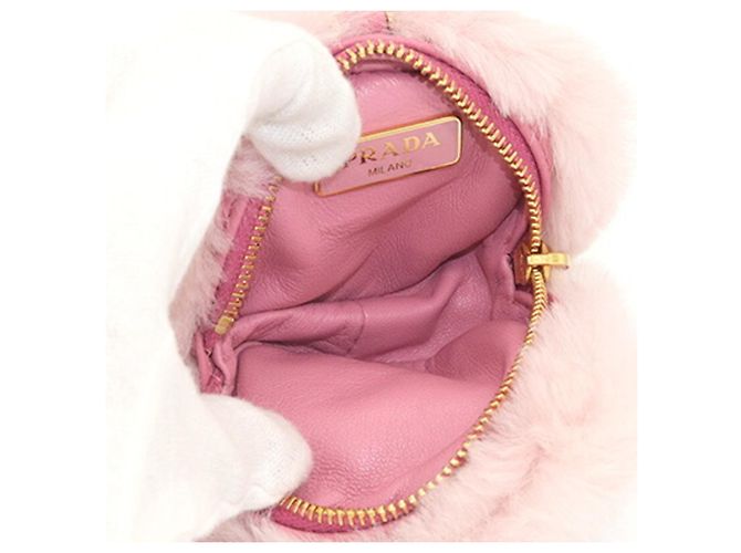 Porte-clés en fourrure à fleurs Prada Rose Blanc - vue 5