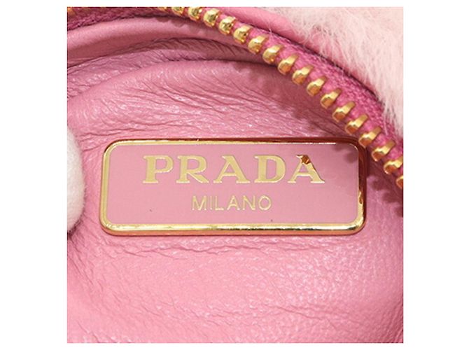Porte-clés en fourrure à fleurs Prada Rose Blanc - vue 6