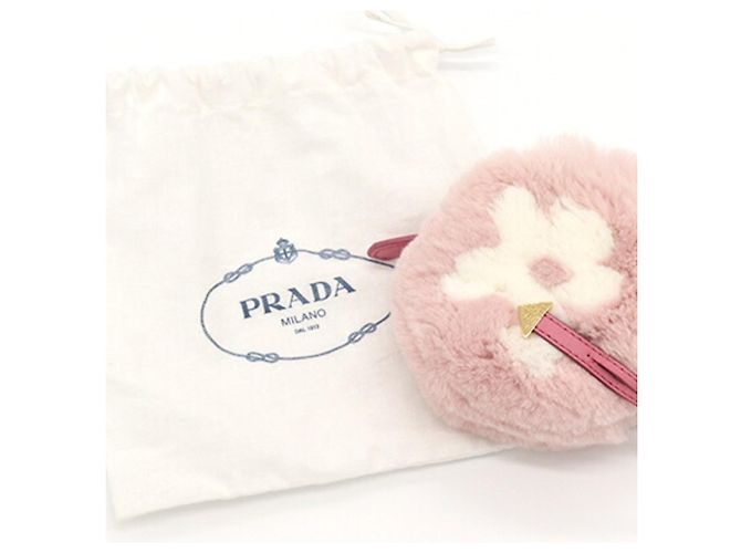 Porte-clés en fourrure à fleurs Prada Rose Blanc - vue 9