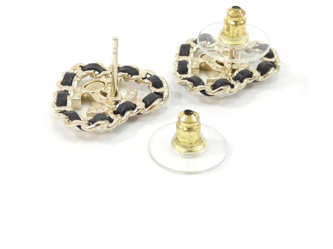 Orecchini Chanel Black and Gold Stud Nero D'oro - vista 3