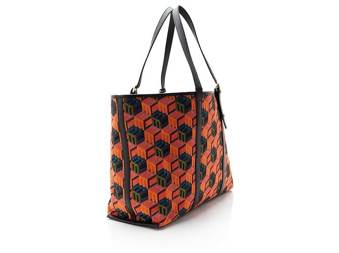 Borsa Tote MCM Cubic Monogram Jacquard Nero - vista 2