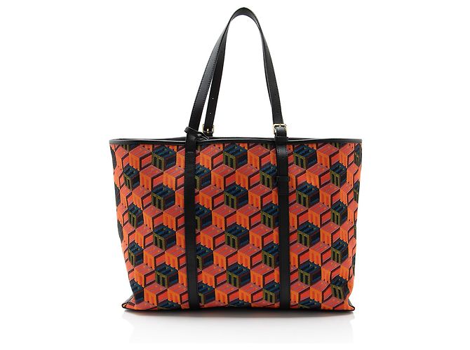 Borsa Tote MCM Cubic Monogram Jacquard Nero - vista 3
