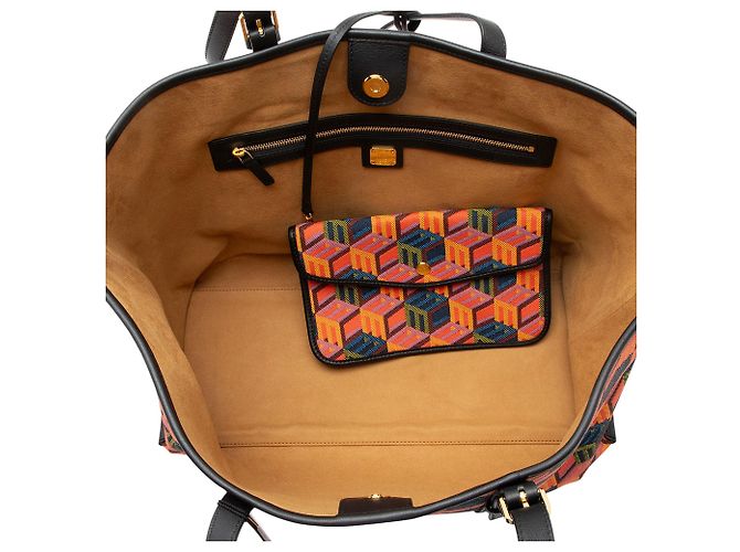 Borsa Tote MCM Cubic Monogram Jacquard Nero - vista 6