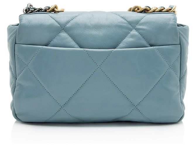 Gabrielle Borsa a tracolla Chanel Lambskin 19 Medium Flap Blu - vista 3
