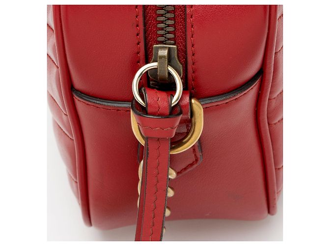 Bolso de cámara pequeño Gucci Matelasse Leather GG Marmont Roja - vista 10