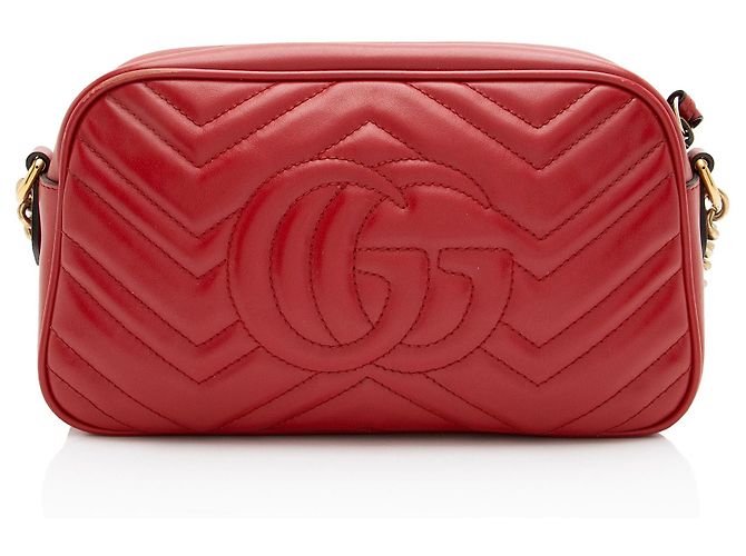 Bolso de cámara pequeño Gucci Matelasse Leather GG Marmont Roja - vista 3