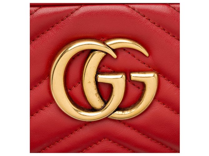 Bolso de cámara pequeño Gucci Matelasse Leather GG Marmont Roja - vista 9