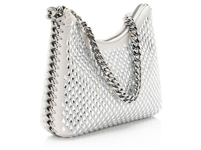 Stella Mc Cartney Borsa a tracolla mini Falabella in raso e cristalli Stella McCartney Grigio - vista 2