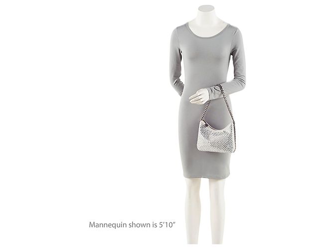 Stella Mc Cartney Borsa a tracolla mini Falabella in raso e cristalli Stella McCartney Grigio - vista 5