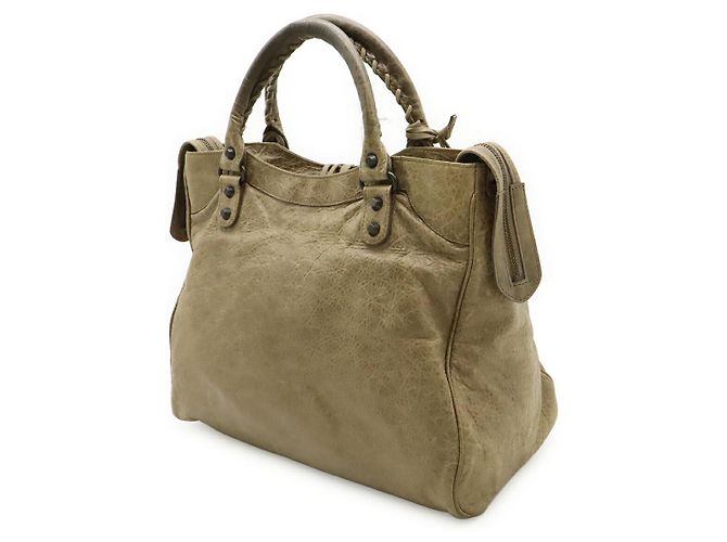 Borsa Tote Balenciaga Classic Leather Marrone Beige - vista 2