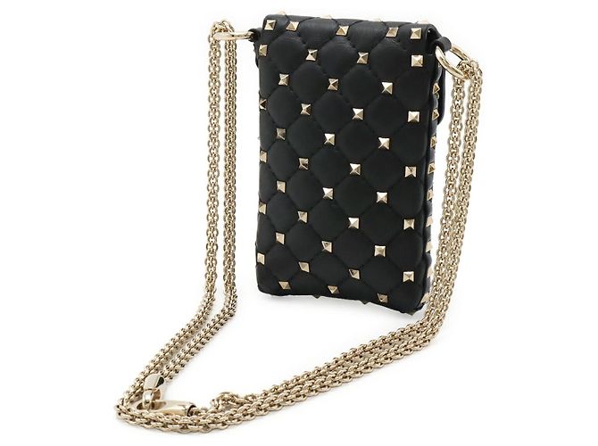Borsa a tracolla per telefono in pelle Rockstud Valentino Garavani Nero - vista 2