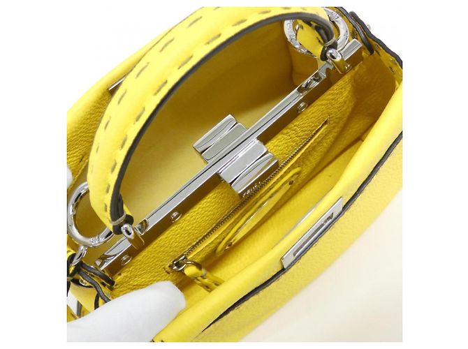 Borsa Fendi SELLERIA Peekaboo Mini Giallo - vista 6