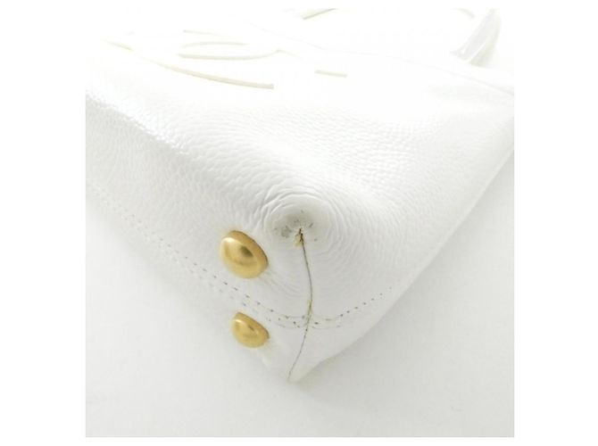 Borsa in pelle di vitello granulata Chanel Bianco - vista 3