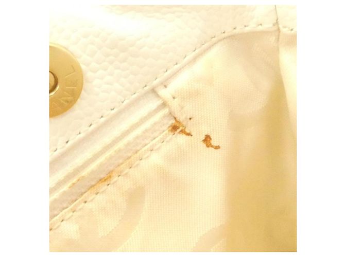 Borsa in pelle di vitello granulata Chanel Bianco - vista 8