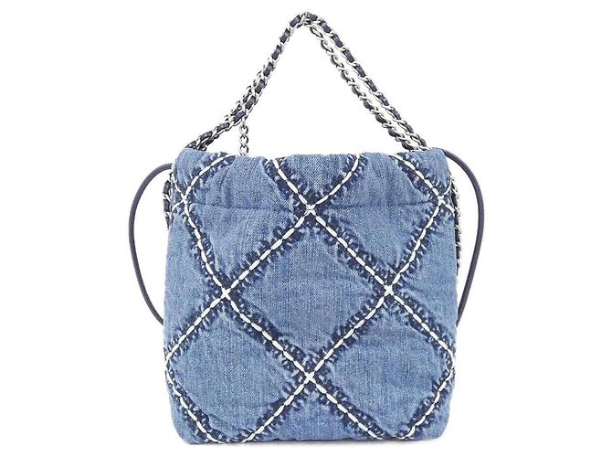 Mini borsa Chanel 22 Line Blu - vista 2