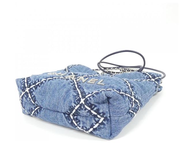 Mini borsa Chanel 22 Line Blu - vista 3