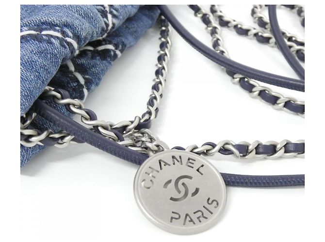 Mini borsa Chanel 22 Line Blu - vista 4