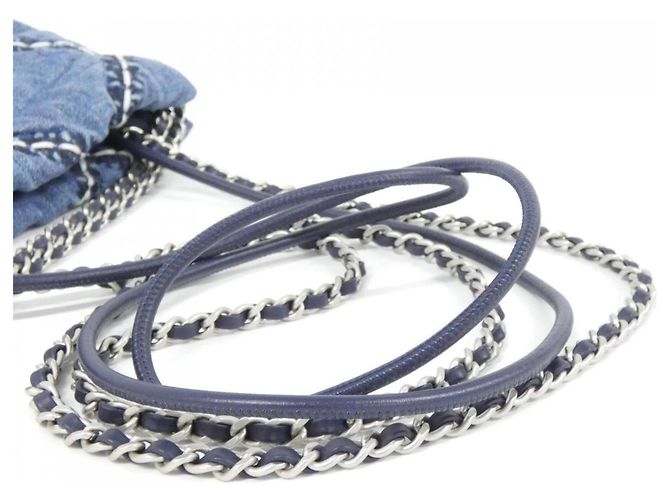 Mini borsa Chanel 22 Line Blu - vista 5